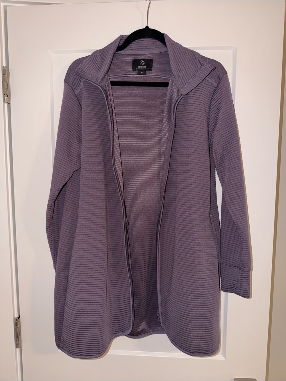 MPG Monetta Ribbed Zip-Up Jacket Cardigan – Lavender / Medium